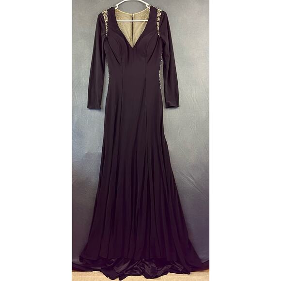 Tony Bowls Evening Gown Womens 6 Studded Rhinestone Mesh Back Gothy Witchy Fairy - Picture 1 of 13
